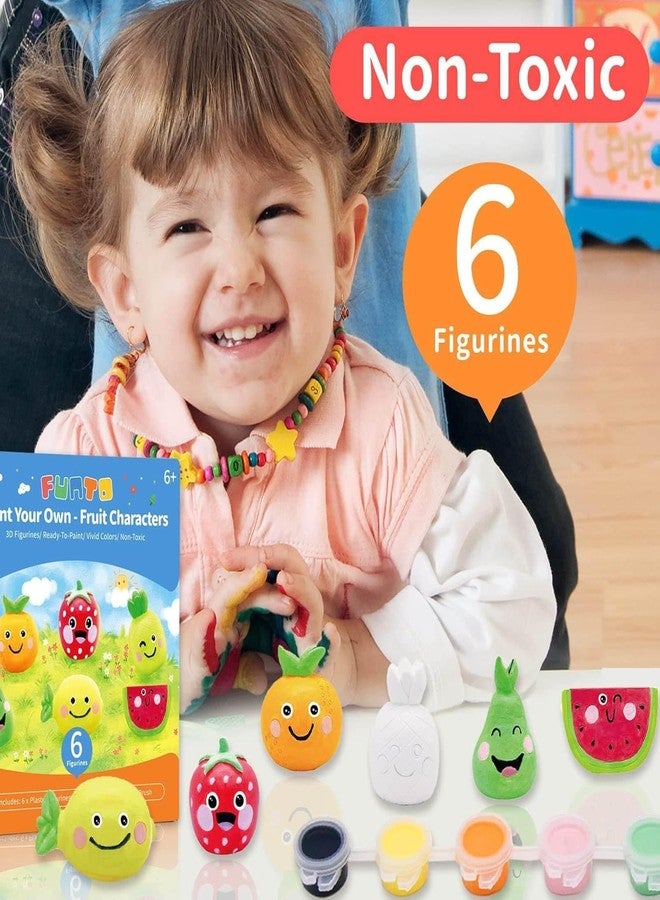 Funto Paint Your Own Fruits Painting Kit, 13 PCS Crafts Set for Kids, STEAM Project Creative Activity DIY Toys with 6 Figurines, 6 Paint Pots, 1 Brush - Image 5